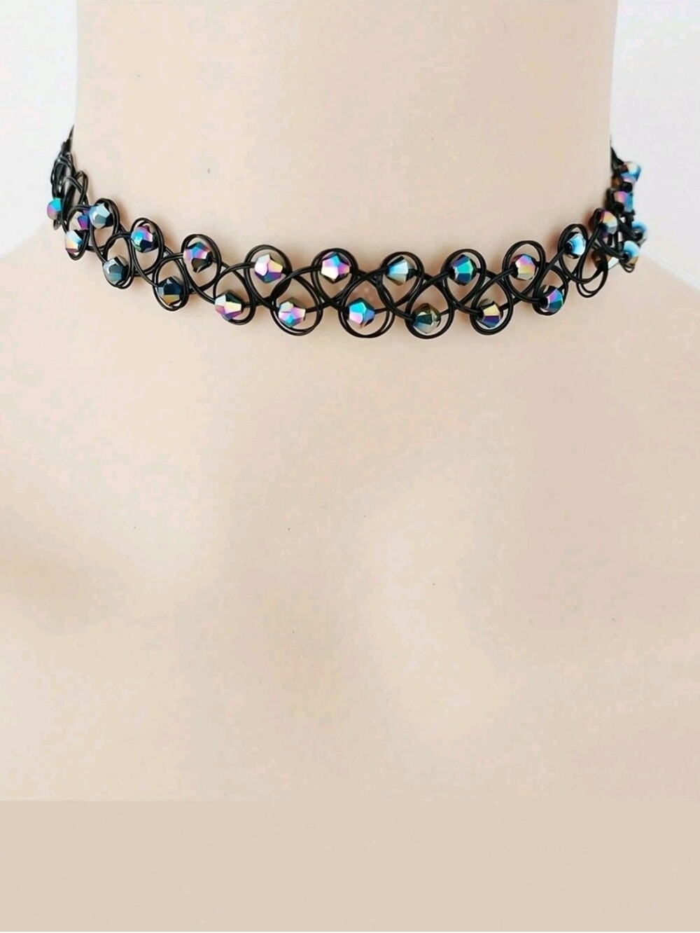 Crystal Bead Choker Necklace